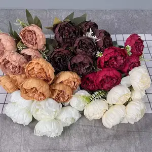 Ramo de flores de seda de alta calidad DKB, ramo de rosas blancas, flores de boda para novia, damas de honor, ramo de novia de boda