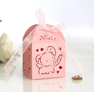 Factory Wholesale Colorful Hollow Out Elephant Band Candy Box Sweet boxes Wedding Favors Baby Shower Gifts Box