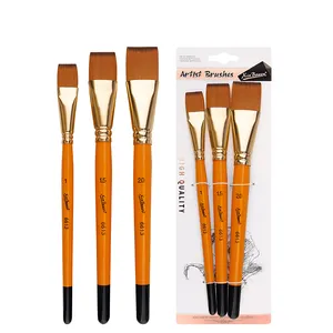 Xin Bowen Wholesale Paintbrush 3pcs Flat Nylon Brush Acrylic Paint Brushes For Art Painting