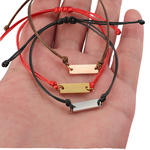 Pulsera tejida con colgante <span class=keywords><strong>de</strong></span> tira larga <span class=keywords><strong>de</strong></span> acero inoxidable brillante grabado DIY para parejas, regalo <span class=keywords><strong>de</strong></span> los <span class=keywords><strong>mejores</strong></span> amigos, correa <span class=keywords><strong>de</strong></span> muñeca ajustable - Product Image 1