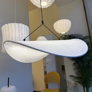 Weiduo handmade lụa vải đèn đèn chùm thanh lịch hình bầu dục Mặt dây chuyền đèn cho phòng khách trang trí Sabi wabi hiệu ứng ánh sáng - Product Image 1