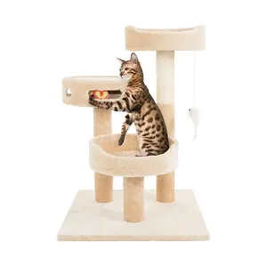 suppliers modern cheap light camel plush cat climbing frame cat tree sisal rope activity center large playing house for big cats