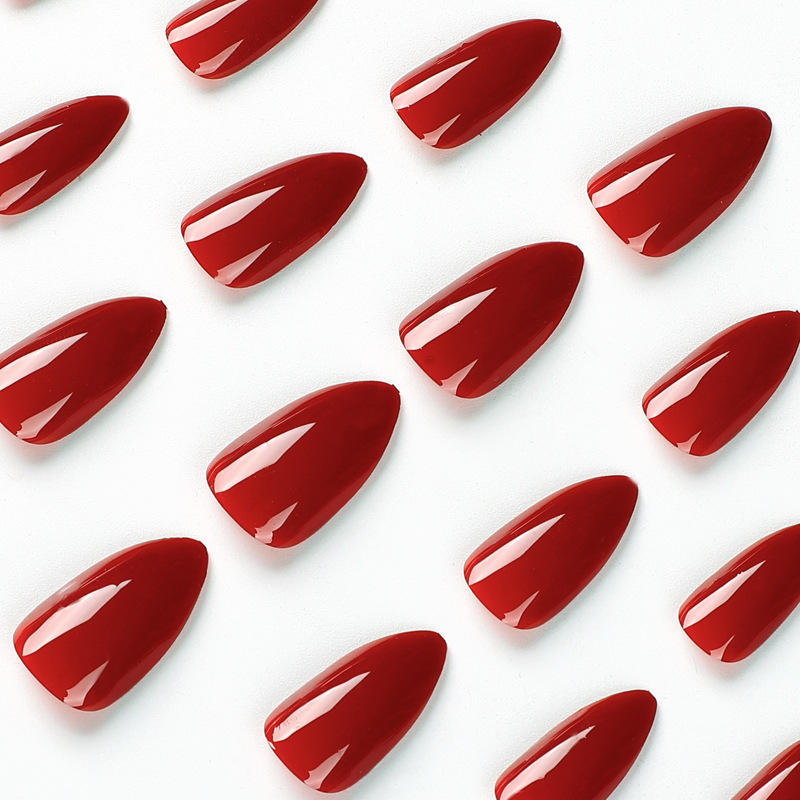 Wholesale 24pcs Solid Color ABS Material Press-on Nails Soft Medium-long Almond Nails French Style False Manicure