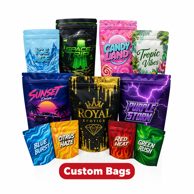 Factory Price Custom Logo Exotic 3.5g Mylar Bags with Zipper for Candy Food Packaging Smell Proof Resealable Heat Seal Pouches