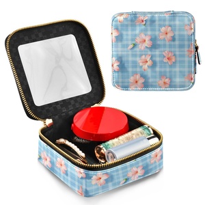 กระเป๋าเครื่องสำอางพิมพ์ลายดอกชบาแบบซิปใสสไตล์ฮาวาย  กระเป๋าใส่แปรงแต่งหน้าแบบใส PVC สำหรับเดินทาง - Product Image 1