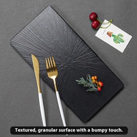 Assiettes à dîner en mélamine noire de style nordique sur mesure de haute qualité, plateaux ronds et couvre-couverts adaptés aux restaurants