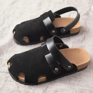 2024 nouveau confort couleur unie sandales respirant anti-dérapant doux liège sandales garçons filles en plein air plage chaussures enfants pantoufles plates - Product Image 5