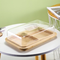 Pot à beurre en bambou avec couvercle en verre, boîte à beurre rectangulaire, récipient à fromage pour le rangement en cuisine