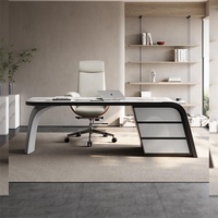Bureau de direction convertible de luxe en pierre frittée, table de bureau moderne pour la maison avec tiroir, mobilier écologique et durable