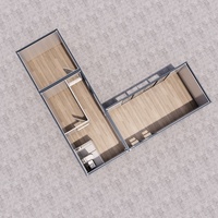 Maison préfabriquée en forme de L de luxe sur mesure à 3 chambres, en panneaux sandwich d'acier, en kit