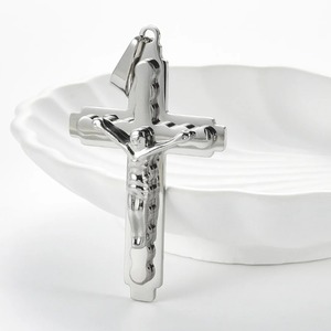 Pendentif croix religieuse en acier inoxydable pour femmes et hommes, couleur argent ou or, crucifix en métal, breloques de prière Jésus, bijoux cadeau - Product Image 4