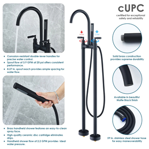 Bồn tắm màu đen tắm thiết lập với đa chức năng chế độ phun và boong gắn bồn tắm phụ Mixer - Product Image 5