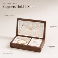Boîte à bagues ovale et rectangulaire en bois de noyer naturel pour mariage, fiançailles, demande en mariage, emballage cadeau de bijoux