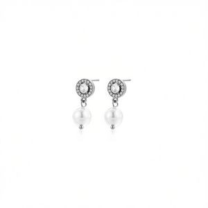 Amy Amy <b>Pearl</b> <b>Earrings</b> 925 <b>Silver</b> Faux <b>Pearl</b> Drop Studs Classic Women's Jewelry White Round Shape Everyday Wear - Product Image 5