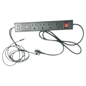 OSWELL Surge Protector Alumínio PDU1.5U Horizontal UK Soquete 13A Plug UK com carregamento usb PDU Power Strip SPD Cabinet