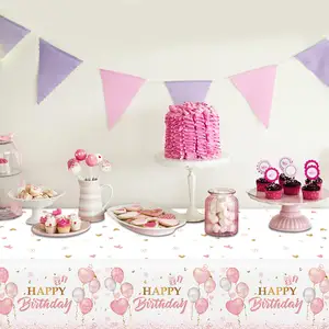 Khăn trải bàn dùng một lần bảng bao gồm Rose Gold trang trí Nhựa partie sinh nhật đám cưới cho cô gái phụ nữ màu hồng 54x108 inch PE