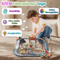Nouveaux produits 2025 Jouets de train à assembler soi-même Jeux de puzzle de jardin Rail flexible Voiture 153 pièces Tuiles magnétiques Ensemble de route pour enfants