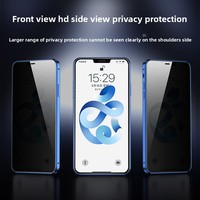 Coque magnétique anti-espion avec double verre trempé et cadre métallique pour iPhone 17 Pro 16 15 – Protection d'écran et confidentialité