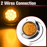 Feux de position latéraux à 9 LED de 2 pouces avec anneaux en acier inoxydable, feux de remorque ronds avec œillet et câble de raccordement pour camion et remorque
