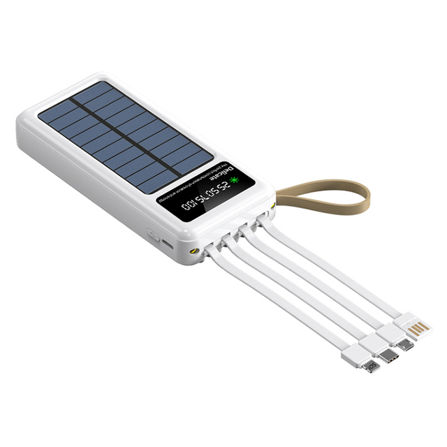 Solar Power Bank with Flashlight and Cables 10000mAh/20000mAh Powerbank Solar Charger Power Banks for Phones