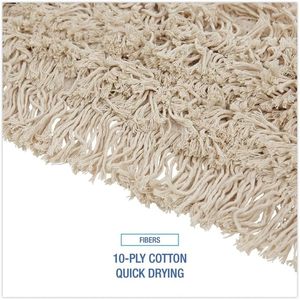 Boardwalk 36 In. X 3 In. White Cotton Dust <b>Mop</b> Head with 360 Degree Rotating Plastic Basket and Rectangle Design - Product Image 3