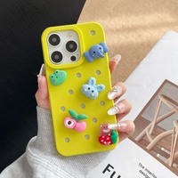 Coques de téléphone portable 3D DIY pour iPhone 13 14 15 Pro Max, dessins animés amusants, silicone souple, trous et breloques, compatibles avec tous les modèles