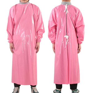 Manteau imperméable en Tpu résistant à l'huile, tablier à manches longues pour adulte, pour la cuisine, combinaison de travail, bleu, blanc, rose, couleur unie - Product Image 2