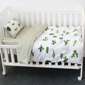 Set biancheria da letto in cotone naturale 100% stampato neonato Set biancheria da letto per culla copripiumino 3 pezzi, lenzuolo piatto, federa - Product Image 2