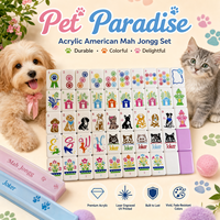 Jeu de Mahjong de Luxe Thème Animaux Mignons (Chat et Chien) Pliable Rose et Violet Double Couche en Acrylique 1,42 Pouces pour 4 Joueurs – Idéal pour les Fêtes et le Divertissement
