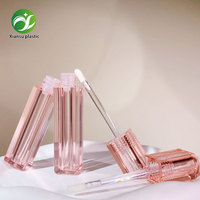 Tube de brillant à lèvres haut de gamme rose carré, tube vide pour brillant à lèvres, emballage cosmétique, flacon transparent pour brillant à lèvres, emballage pour lèvres