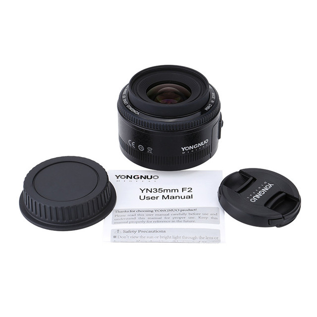 YONGNUO YN35mm F2 Fixed Focus Wide-Angle Lens for D3300 D3200 D7100 D5100 DSLR-Black Aluminum & Glass