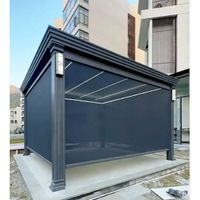 Pergola en aluminium raffiné avec revêtement en poudre résistant aux intempéries et auvent rétractable automatique, cabane d'extérieur