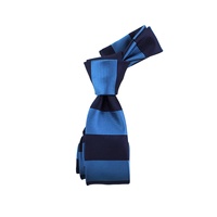 Cravates pour hommes à rayures larges et audacieuses, bleu foncé, jacquard personnalisé, tissées en Chine, vente en gros, cravates en soie fines à rayures horizontales pour hommes