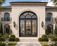 Ventana Arqueada Decorativa Personalizada, Ventana de Aluminio con Doble Acristalamiento, Ventana de Lujo para Villas, Hoteles y Edificios Residenciales