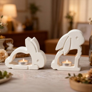 Moule en silicone DIY pour bougeoir creux Lapin de Pâques, décoration en plâtre, moderne et simple - Product Image 3