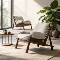 Fauteuil en bois massif de luxe moderne, style nordique, salon, canapé une place, fauteuil confortable inclinable pour hôtel, maison