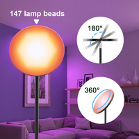 24W inteligente sala de estar dormitorio atenuación luz de color y sombra Control remoto voz atmósfera Rgbw Simple Skyward lámpara de pie