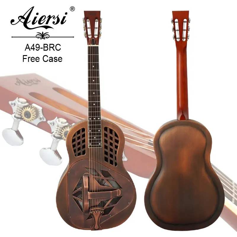 Aiersi instrumento musical vintage para guitarra, instrumento antiquado, com ferrugem vermelho, tricone, sino, resonador de bronze