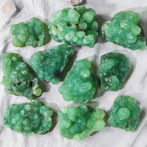 Batu Permata Prehnite Mentah Ying Lai, Spesimen Kristal Hijau, Batu Mineral Energi untuk Rumah - Product Image 1