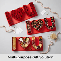 Premium Herzförmige Geschenkbox I LOVE U Blumenbox für Valentinstag Jahrestag Schokoladenüberzogene Erdbeer-Schale