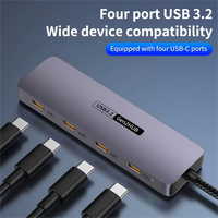 HUB 4-en-1 USB 3.2 4 ports Type C en alliage d'aluminium, adaptateur d'extension, transfert de données 10G, charge, stock d'usine, HUB Type C 2x2