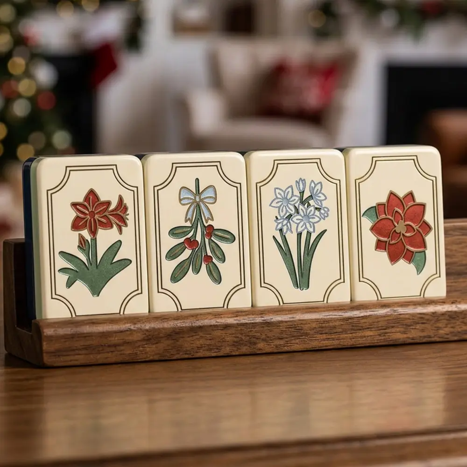 Tile Brown Lexury Pattern American Mahjong Set 160 Acrylic Tiles Hand Painted Floral Pattern ...