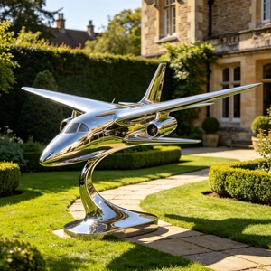 Luxury Custom Stainless Steel Sculpture <b>Outdoor</b> <b>Garden</b> Hand-Polished Flat Metal Statue <b>Mirror</b> Aircraft Statue Craft Factory Made - Product Image 4