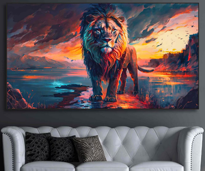 Toile texturée moderne grande personnalisée abstraite <span class=keywords><strong>POP</strong></span> <span class=keywords><strong>Art</strong></span> Animal Lion fait à la main décoration murale de la maison <span class=keywords><strong>peinture</strong></span> à l'huile pour le salon - Product Image 2