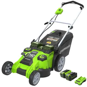 Greenworks 40V 20 Inch Cordless Dual Blade Lawn Mower, Mower tractor, 4.0Ah and 2.0Ah Batteries and Charger Included