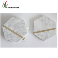 Nouvelle Tendance 2026 LFGB Vente en Gros Sous-verres Hexagonaux en Marbre Personnalisés pour la Maison et la Cuisine