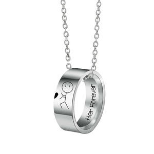 Collar de anillo de acero inoxidable para mujer y niña, collar de pareja de dibujos animados abstractos, joyería encantadora, 2023 - Product Image 5