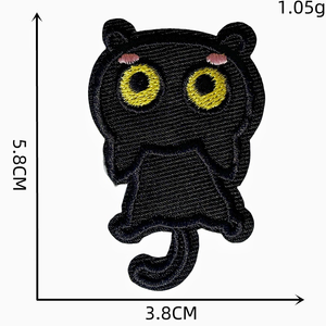 All'ingrosso nero gatto Patch ferro su ricamato Patch sega su/ferro su Applique Patch per Jeans, cappelli, borse - Product Image 2