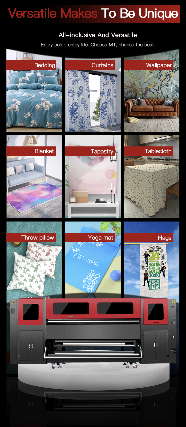 MT 8pcs I3200 printhead Sublimation Paper Printer for yoga clothes printing