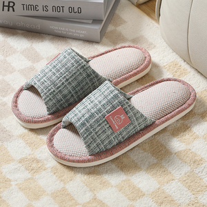 Pantofole <span class=keywords><strong>in</strong></span> Lino per Tutte le Stagioni, Antiscivolo e Resistenti all'Usura, Pantofole Insonorizzate <span class=keywords><strong>in</strong></span> Cotone e Lino per Pavimenti Interni - Product Image 6